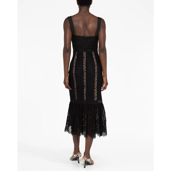 Self-Portrait NWT coquette Black floral Bodycon lace sleeveless midi dress US 4 - Picture 5 of 16